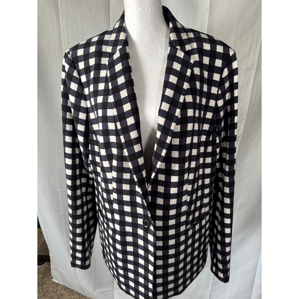 Banana Republic Blazer‎ Size 14 Black White Checkered One Button Career